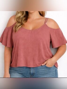 Forever 21 Blush Pink Cold  Shoulder Flowy Top 3XL